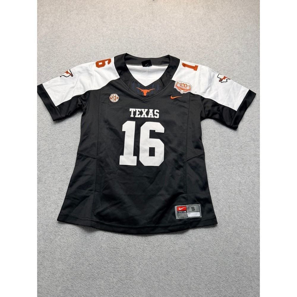 Nike Texas Longhorns Youth Football Jersey Black White 16 SEC Size Small